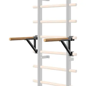 Wood Stall Bar Swedish Ladder Suspension Trainer with 9 Strategic Rods for Home Gym School and Clinics Black