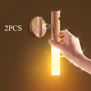 2-Pack Smart Charging Magnetic Induction USB Led Night Light-Human Induction Wall Lamp and Wireless Wall Lamp, Suitable for Home Bedroom, Kitchen and Bathroom Wall Induction Lamp, Anti-Collision and Anti-Drop at Night