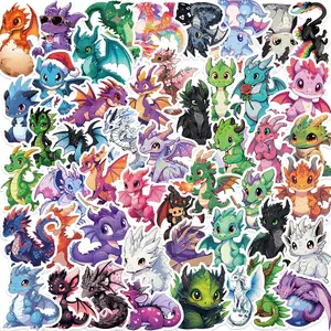 50 Cartoon Cute Flying Dragon Graffiti Stickers for DIY Decoration, Luggage Pen, Guitar Notebook, Waterproo, DIY Decorative Stickers, Sticker Sheets