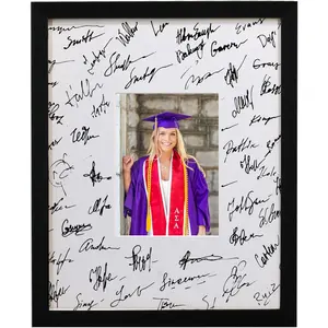 11x14 graduation signature board picture frame with 5x7 mat for wedding birthday guest book signing black with off white mat