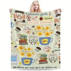 1pc Vintage Gilmore Girls Themed Flannel Fleece Blanket - Soft Warm Quilted Throw for All Seasons, Digital Print Polyester, Ideal for Sofa, Bed, Living Room, Mother'S Day, Birthday Gift for Girls, 60"x80"