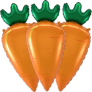Carrot Balloons Easter Foil Balloons Vegetable Balloon for Carrot Themed Party Decoration Supplies Vegetable Birthday Decoration Decor Ballons Arch Kits Party Balloon Set 3pcs