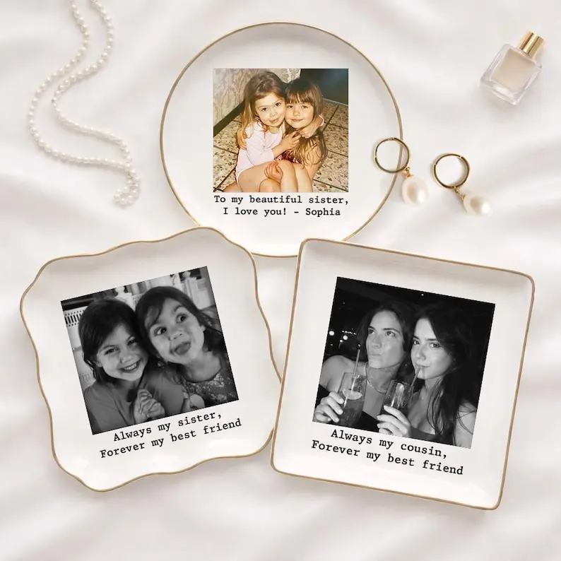 Personalized Sister Photo Jewelry Dish, Custom Ceramic Trinket Tray for Best Friend Wedding Day, Soul Sister Gift, Gift for Bridesmaids, Graduation Gift, Graduation Decoration 2026