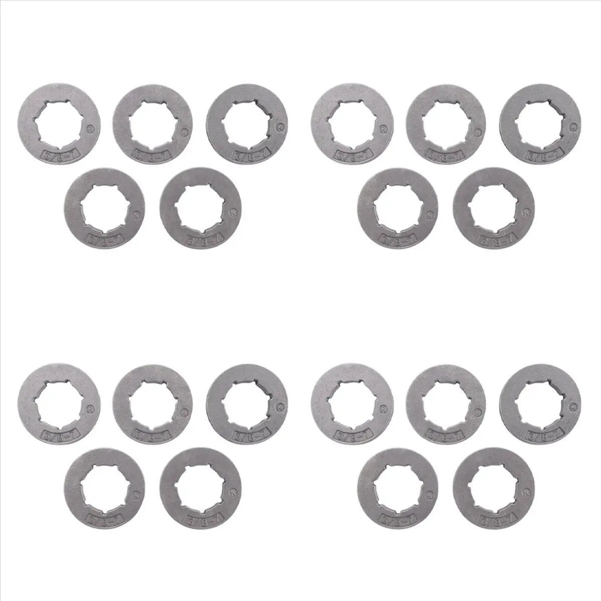 20-Pack Steel Clutch Sprocket Rims, 3/8" Pitch, 7-Tooth, 19mm Inner Hole, Direct Fit Replacement for Stihl, Husqvarna, Echo, Sears, Husqvarna Chainsaw, Replacement Parts, 3/8 Inch, 7-Spline, Ms381, Ms440, Chainsaw Users, Saw Replacement