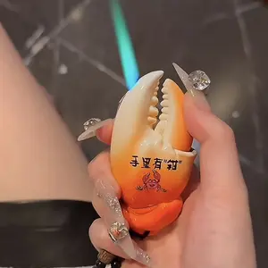 Windproof Crab Claw Lighter Refillable Durable Portable Novelty Lighter with Unique Design and Text(Butane-Free)
