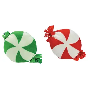 Green & Red Peppermint Candy Fleece Tied Pillow Craft Kit - Makes 6