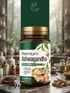 Ashwagandha Supplements - Premium Ashwagandha Capsule for Women & Men, Natural Antioxidant Support Ashwa Root Extract, Extra Strength Calm Support with Black Pepper, Vegan - USA Bottled - 60 Capsules