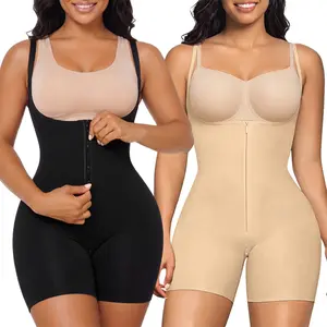 SHAPERX #Livestream 2PCS Open Bust Seamless Shapewear Double Layer Tummy Control Bodysuit for a Snatched Waist