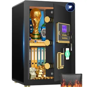 ACTIGER 3.9Cu Anti Theft Smart Safe Box, Home Security Safe with LCD Panel, LED Lights, Digital Keypad, Combination Lock, Alarm System & Extra Battery Box for Valuables, Anti Theft Safes,summerwins