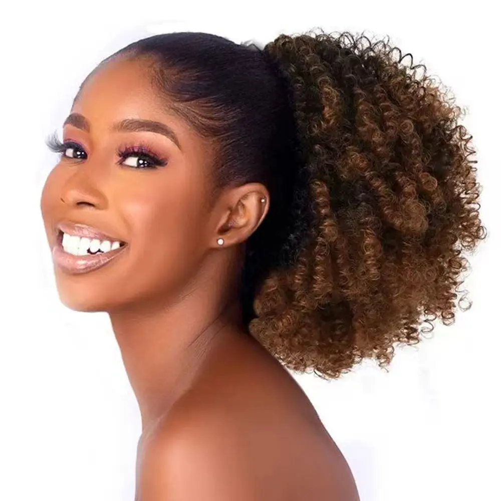 Afro Kinky Curly Drawstring Ponytail Synthetic Short Afro Puff Ponytail Hair Bun For Women Afro Kinky Curly Drawstring Ponytail Synthetic Short Afro Puff Ponytail Hair Bun For Women