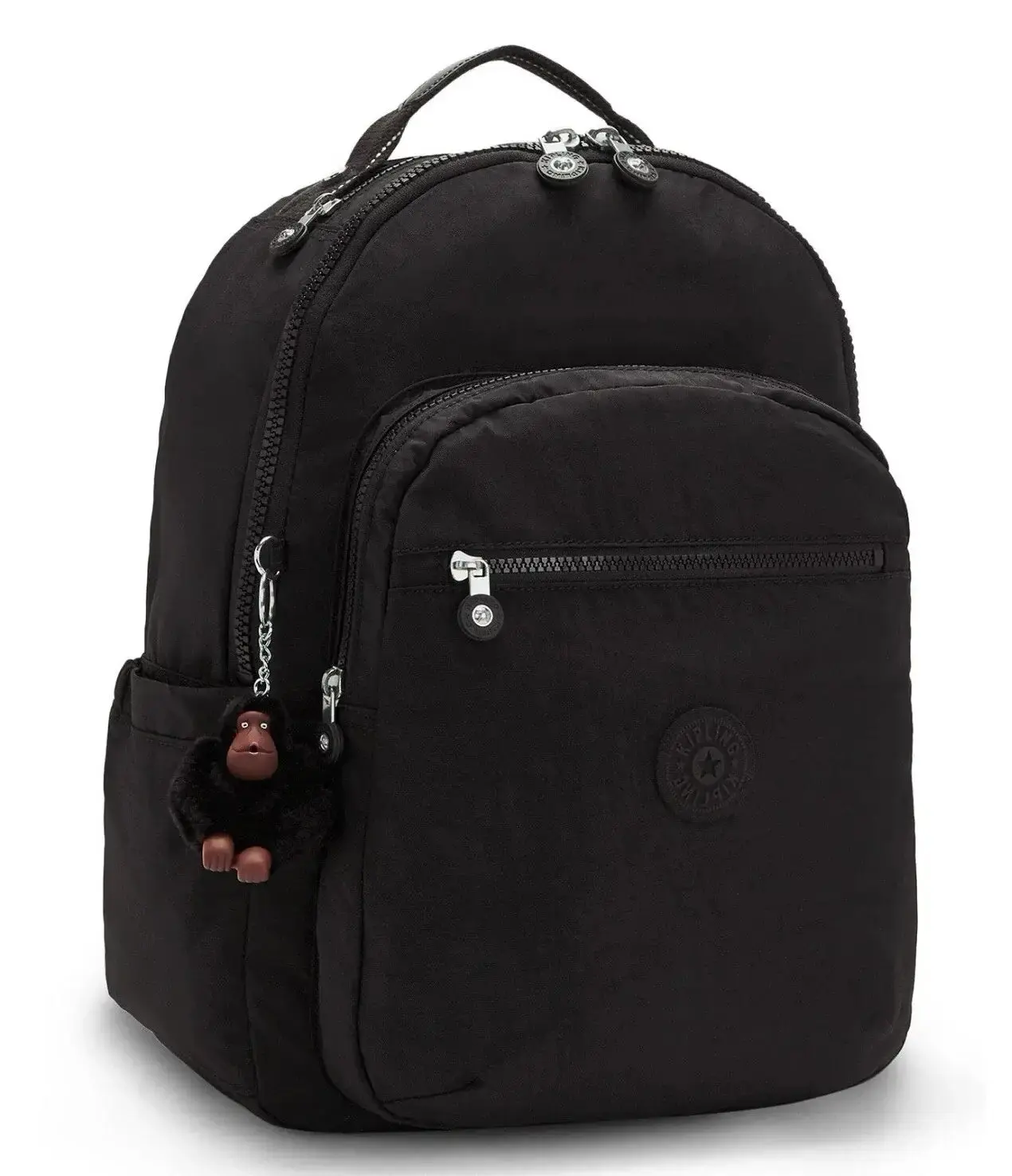 Kipling Seoul Medium Nylon Tablet Zip Signature embellish Black