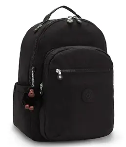 Kipling Seoul Medium Nylon Tablet Zip Signature embellish Black