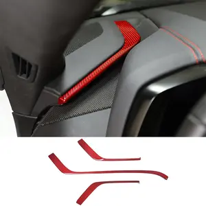 3-piece set of genuine carbon fiber L-shaped dashboard trim (red) for 2020-2025 Corvette C8