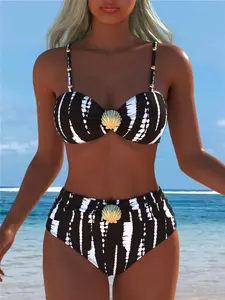 New Arrival Women's Swimwear Beach Outfits Swim Dress Summer Beach Festival Vacation Travel Sexy Two Piece Bikinis Set, Wave Print Bikini Best Selling