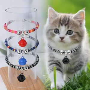 Pet necklace collar, colorful cat collar, ethnic style necklace, adjustable dog collar, cat bell necklace, cat bell collar Stainless Steel Martingale Bite Resistant Inflatable Balls Set