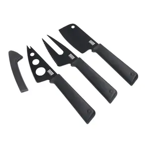 COLORI+ Cheese Knife Set of 3 | Mini Cleaver, Cheese Fork & Soft Cheese Knife for Charcuterie, Bread & Fruit