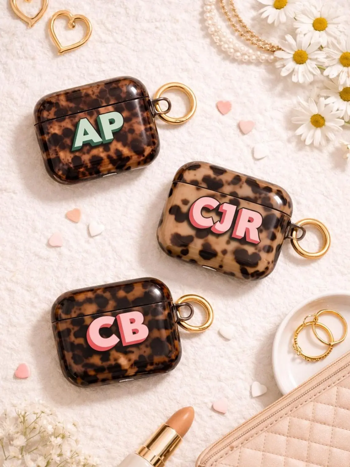 NO KEYCHAIN INCLUDED Personalized Custom Initials Tortoise Shell Airpods Case Monogram For Airpods Gen 1 2 3 4, Shockproof Durable Airpod Case Gift For Friends