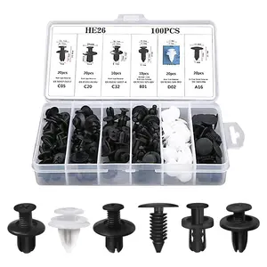 100PCS Plastic Car Body Trim Clips, Universal Car Bumper Clips, Rivets Fasteners Push Retainer Kit, Auto Push Pin Rivets Set with Storage Box