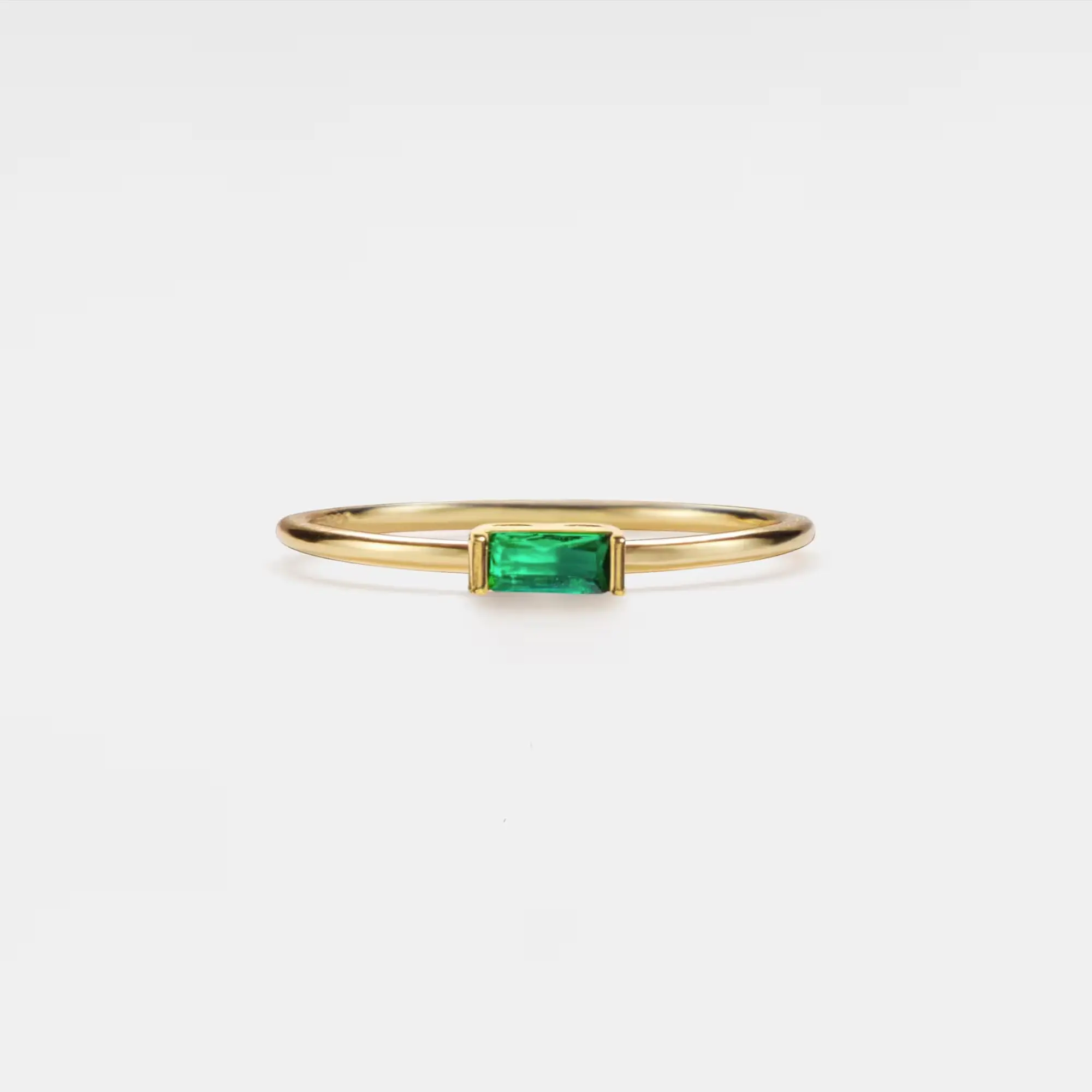 Baguette Cut Birthstone Stacking Ring
