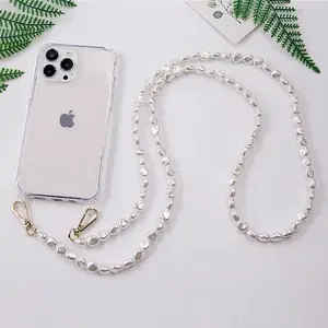 DIY Luxury Pearl Chain Crossbody Strap Shockproof Acrylic Lanyard Phone Case for iPhone 16 14 13 12 PRO 15 Pro Max X XS 7 8 Plus