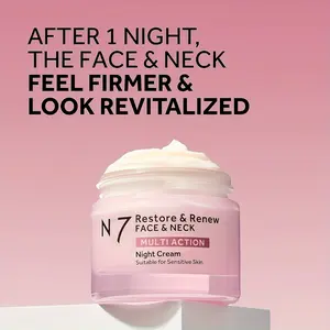 Multi-effect Facial and Neck Night Cream, Used Before Makeup and Shaping, Contains Hyaluronic Acid, Shea Butter and Vitamin E. It Is a Moisturizing Light Beige Firming Cream Suitable for All Light Skin Tones, Including Oily Skin
