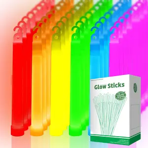 96 Ultra Bright Large Glow Sticks with 96 Black PE String, Multi Use Colourful 6 Inch Glowsticks for Parties, Camping,  Glow Sticks For Blackout, Long-lasting Lighting  and