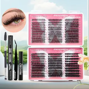 Natural Look Eyelash Extensions Kit, 580pcs Mixed Length Individual Thick Curling False Eyelashes, Professional Eye Makeup Accessories for Women & Girls
