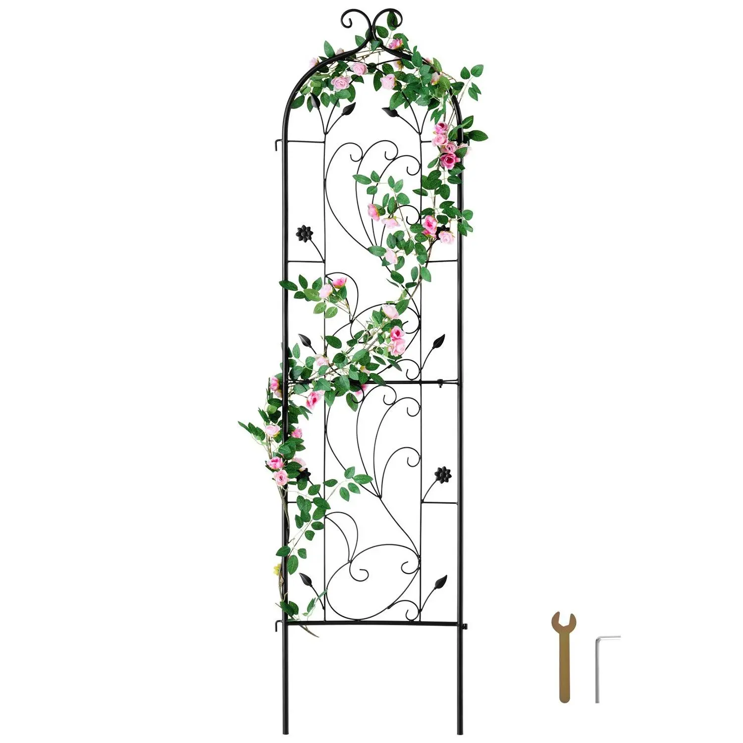 60 x 15 in Rustproof Metal Garden Trellis, Premium Q195 Heavy-Duty Climbing Plant Support, Powder-Coated Weatherproof Flower Trellis, Tall Decorative Plant Frame for Rose Clematis Cucumber Courtyard Lawn Garden