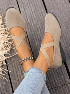 Women's Elegant Flat Casual Comfortable Single Shoe, Daily Wear Fashion Shoes, PU Leather, Rubber Sole, Spring & Fall, Casual Flats