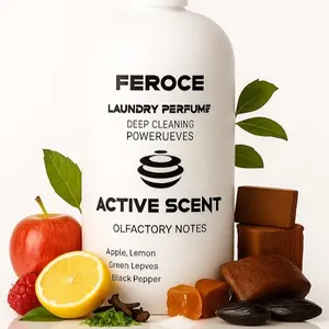Active Scent | Féroce Scented Luxury Laundry Detergent | Perfume Smelling and Deep Cleaning Powerueves with Apple Lemon Green Leves & Black Pepper Olfactory Notes