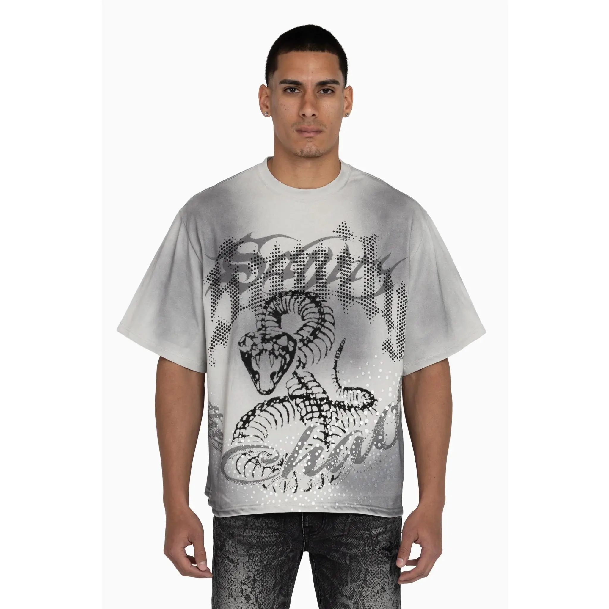 WH-KT26F557 - Sanity with Rhinestone Boxy Graphic T-Shirt