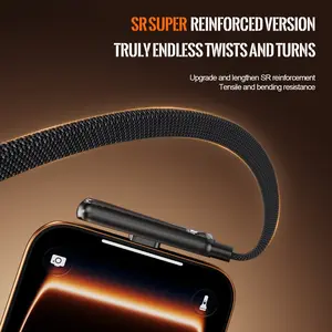 Invisible Charging Cable with Stand, 240w Braided Fast Charge Line, Type-C Interface, Foldable Phone Stand, Suitable for Smartphones, Tablets and Devices