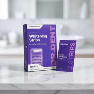 DRDENT Purple Teeth Whitening Strips 21 Treatments - Safe for Enamel - Non Sensitive Teeth Whitening - Whitening Without Any Harm - Pack of 42 Strips