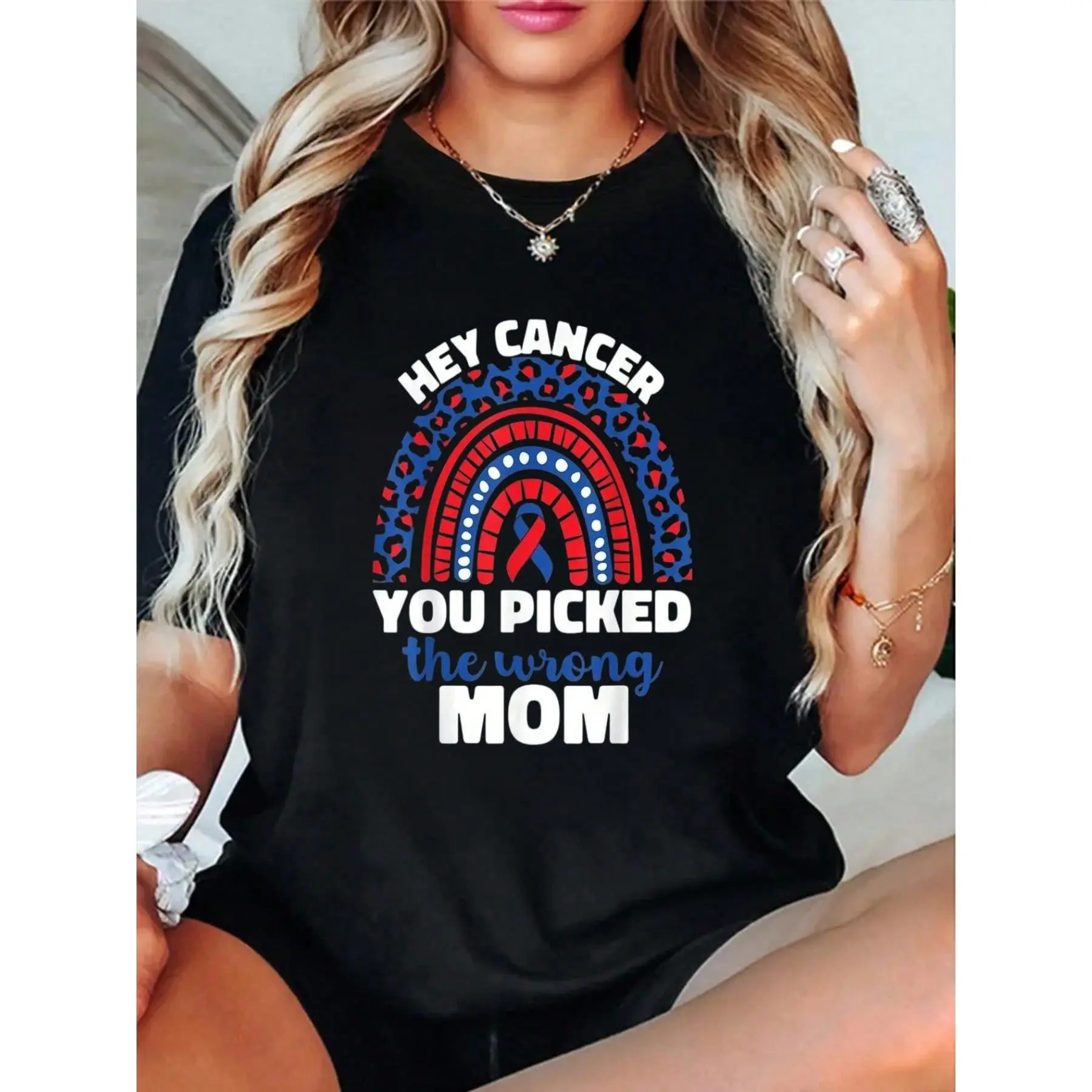100% Cotton Hey Cancer Mom CHD Congenital Heart Defect Awareness Warrior T-Shirt Men's Women's Soft Breathable Tee Classic Fashion Summer Tops Printing Short Sleeve T-Shirt graphic tees men crop tops summer outfits for men summer tops T-Shirt