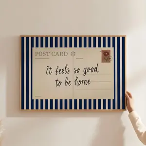 Vintage Stripes Postcard Poster: It Feels So Good To Be Home