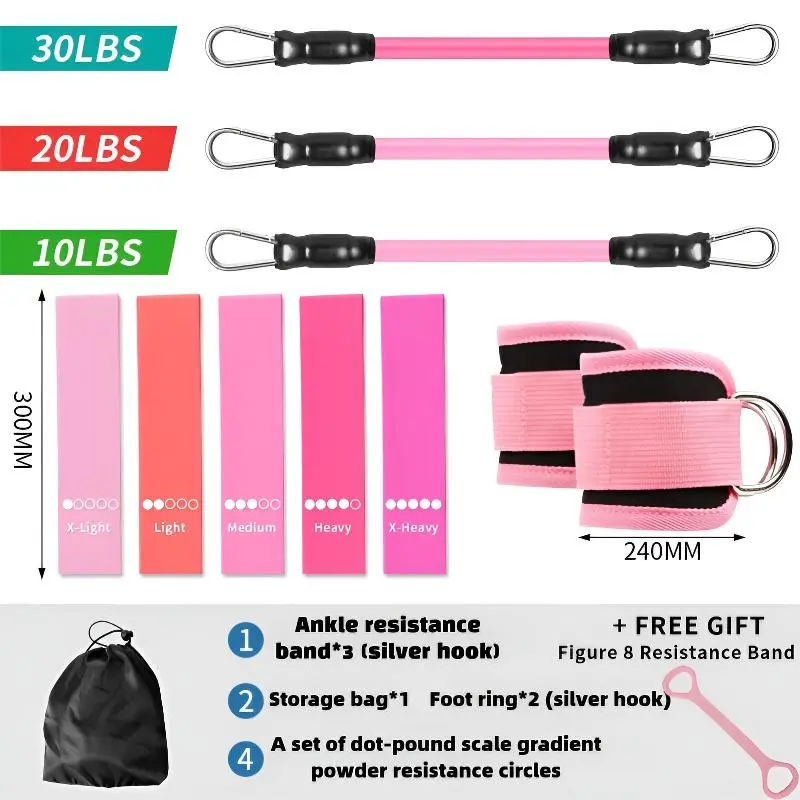 Ankle Resistance Bands, Ankle Bands for Working Out with Cuffs, Resistance Bands for Leg Butt Training Workout Equipment for Kickbacks Hip Gluteus Training Exercises, Ankle Strap with Exercise Bands，gym stuff BlackFriday gym workout equipment Figure 8 Set