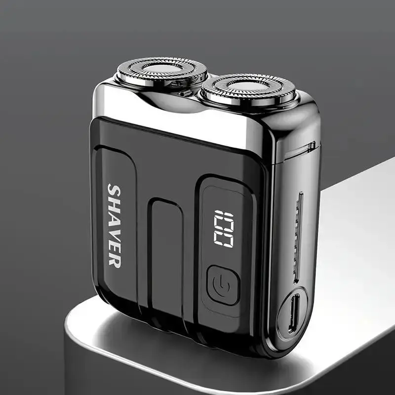 Mini Trendy Electric Shaver, Cordless Rechargeable Shaver, Beard Hair Shaver, Hard Industrial Design, Type-C Fast Charging, Digital Display, Full Body Waterproof, Rechargeable Shaver Machine, Suitable for Men