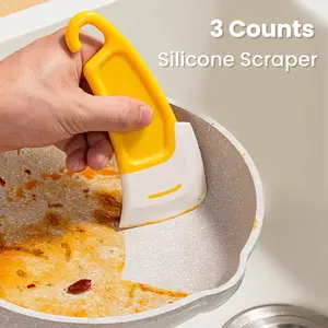 3 Counts Heat Resistant Silicone Scraper,3D Printer Silicone Scraper,Remove Food Rubber Spatula Tools for Cleaning/Mixing/Baking/Cooking，Non Stick Kitchen Scraper for Removing Oil, Practical