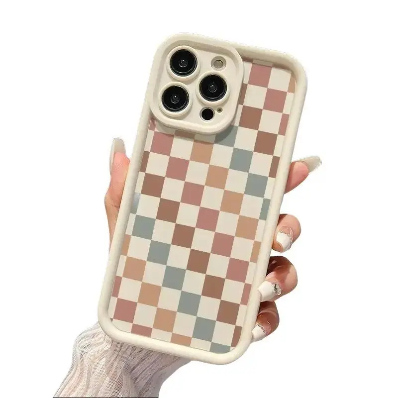 Handmade Carbon Fiber-Metal Protective Plastic Cover with Beige Vintage Multicolor Pattern - Compatible with iPhone 7,8,SE,X,XS,XR,11,12,13,14 Plus,15,16,17 Pro Max Mobile Phone Accessories