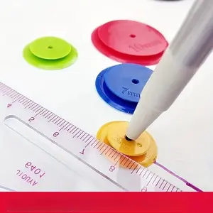 [4pcs Assorted Sewing Scanning Wheels] 4pcs Sewing Scanning Wheels - Assorted Sizes (3mm/5mm/7mm/10mm) for Crafting & Patchwork, Durable Plastic Marking Rulers in Red & Green