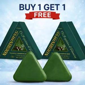 【Buy 1 Get 1 Free】Triangle Shampoo Bar with Polygonum Multiflorum Peppermint Herbal Solid Ingredients Hair Care Soothing Strengthening for Men Women 120g