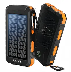 LOZE Solar Power Bank 10000 mAh with Dual USB, Type-C Ports and LED Flashlight, Compass, Portable Power Bank Compatible with iPhone 16/15/14/13/12/11 Series and AirPods, for iWatch, for Samsung 24/23/22/21