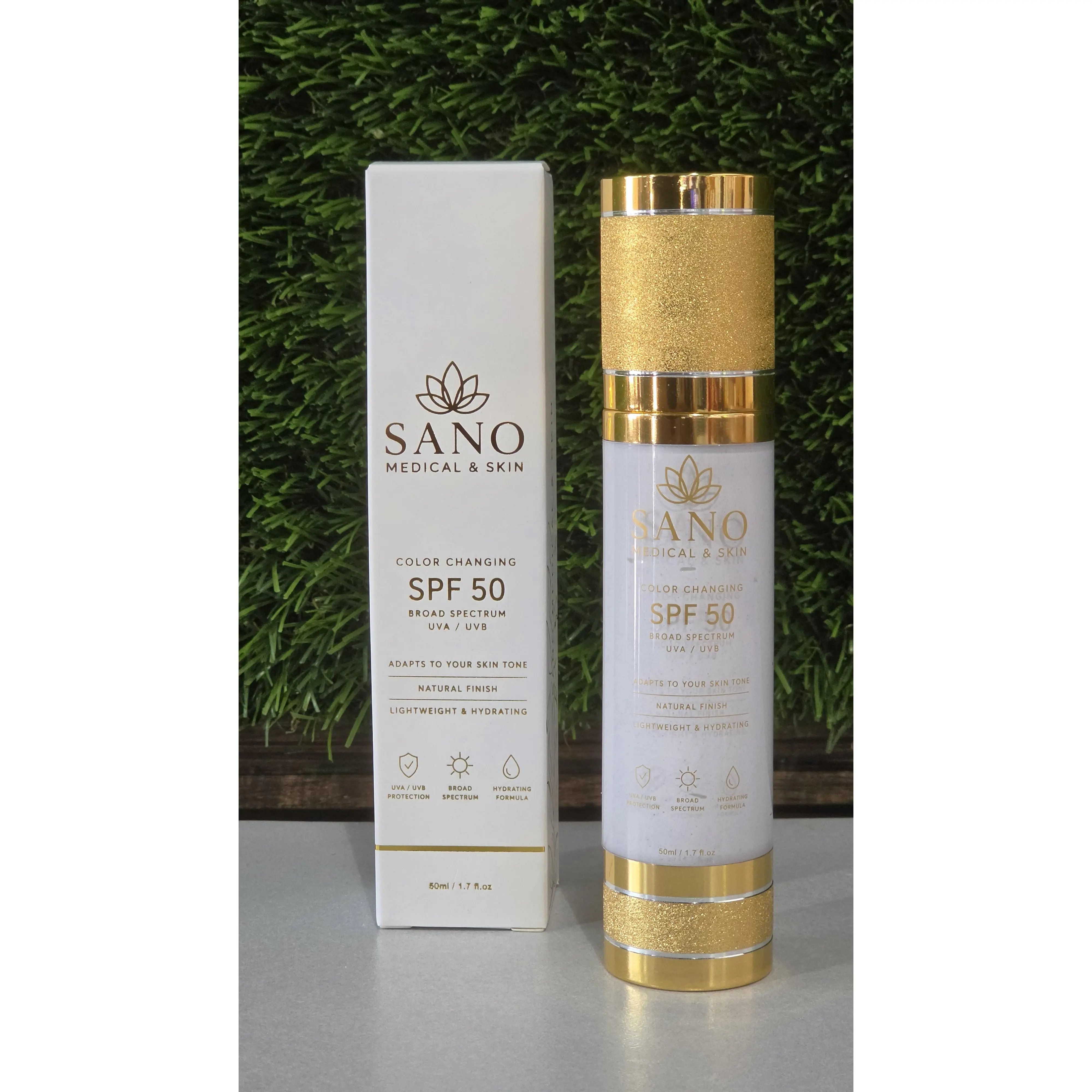 SANO Color Changing Facial Sunscreen, Broad Spectrum SPF 50, Daily UV Protection