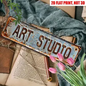 Vintage "Art Studio" Metal Wall Sign | 16"x4" Retro Farmhouse Decor Plaque,  Ideal for Home, Studio & Porch, Rustic Industrial Wall Art, Gift for Artists & Decor Lovers