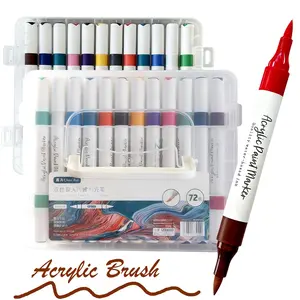 36pcs 72 Colors Two-Tone Acrylic Pigment Marker Pen, Brush Tip, Ideal for Calligraphy, Art Supplies, Creative Writing Tools