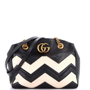 Pre-owned GUCCI Leather Shoulder Bags GG Marmont Chain Tote Matelasse Medium by Rebag