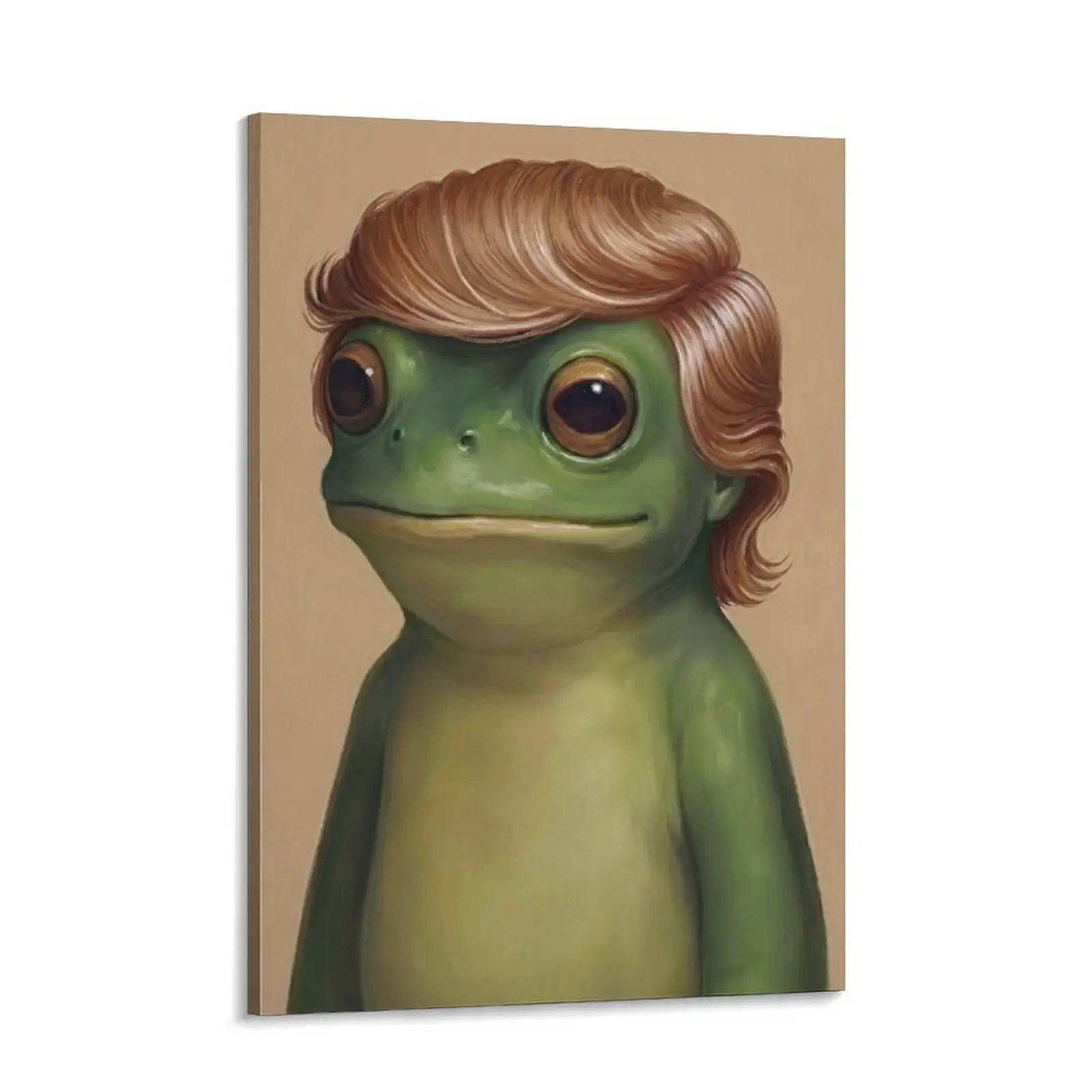 Funny Frog  Art Froge  Decor Interesting Animal Pictures Painting Cute Quirky Animal Hairstyle Poster Prints Artwork for Bathroom Living Room Bar Bedroom Home Decoretion Wavelo Wall