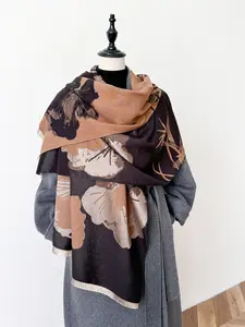 Women's Floral Print Thick Boho Style Shawl, Casual Soft Warm Long Scarf for Fall & Winter, Fashion Accessories for Women & Girls