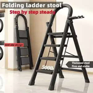 Portable Folding Ladder - Heavy-Duty 3/4/5 Step Ladder with 500 lb Weight Capacity, Non-Slip Steps for Household & Industrial Use
