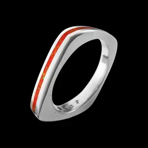 Square Opal Stacking Ring • 925 Sterling Silver • Navajo Handmade • Native American Jewelry